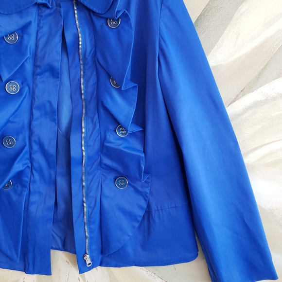 Blue Ruffled Satiny Finish Jacket - Picture 10 of 14